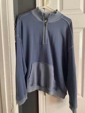 Aerie womens Zip-Up Mock Neck Sweatshirt - Dusty Blue